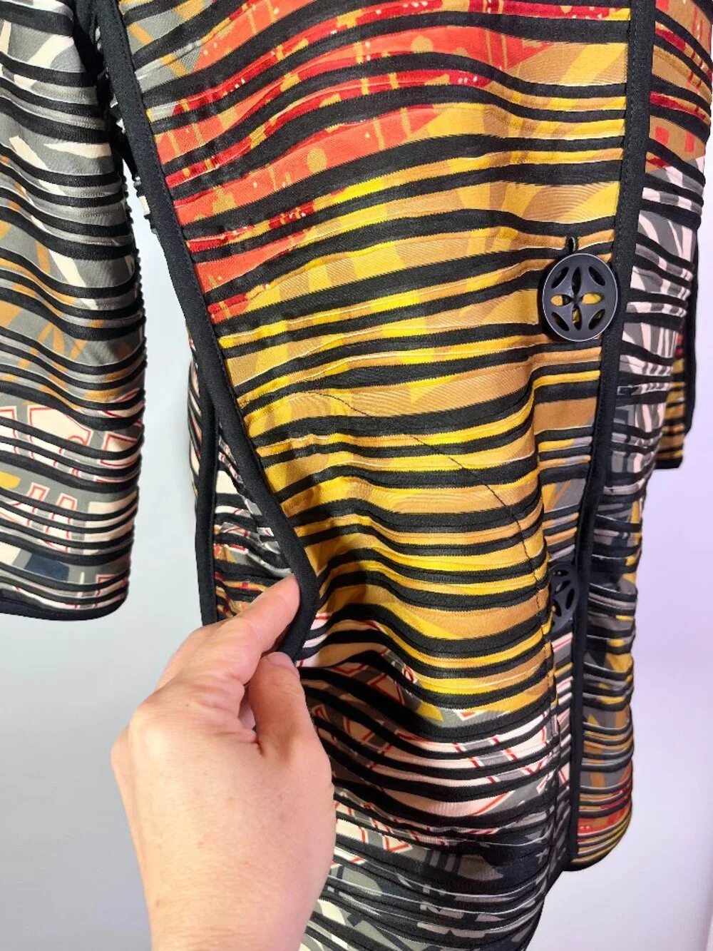 Multiples Size L Textured Striped Knit Jacket Autumn Colors